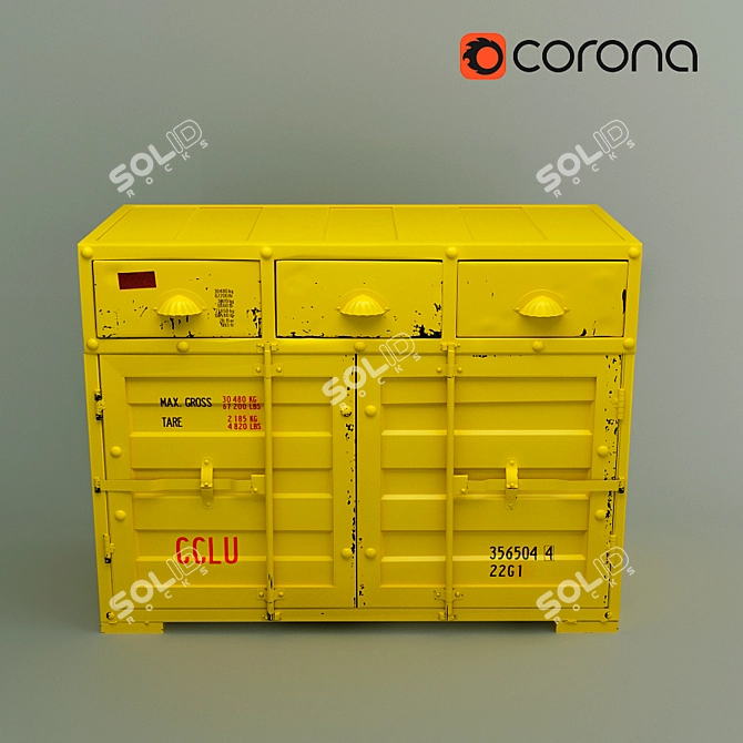 Industrial Loft Yellow Dresser 3D model image 1