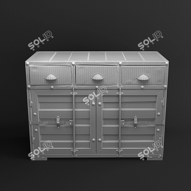 Industrial Loft Yellow Dresser 3D model image 2