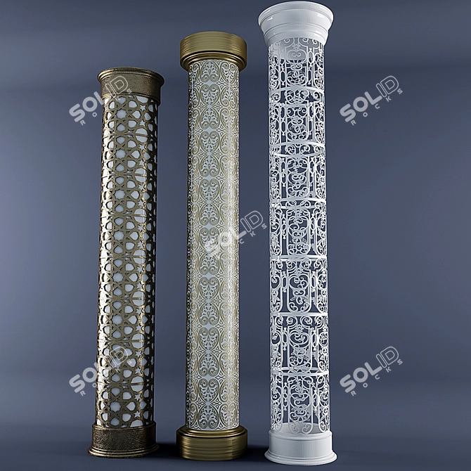 Elegant Laser Cut Columns 3D model image 1