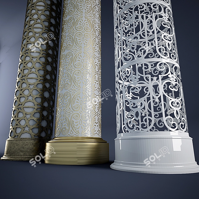 Elegant Laser Cut Columns 3D model image 2