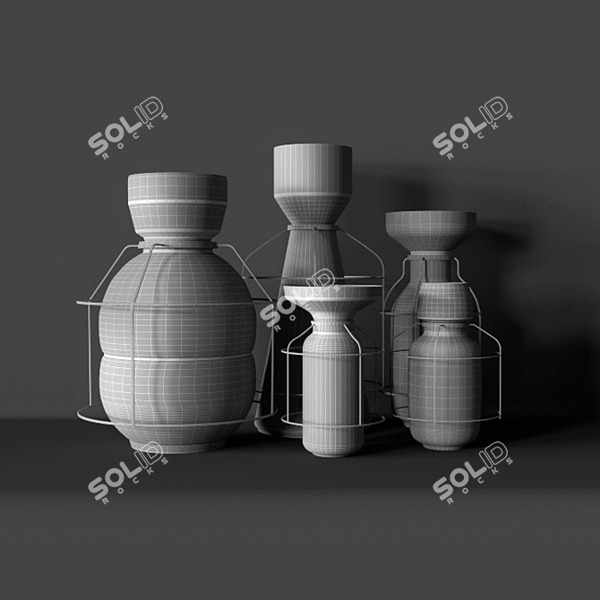 Title: Italian Venini Decorative Vase Set 3D model image 2