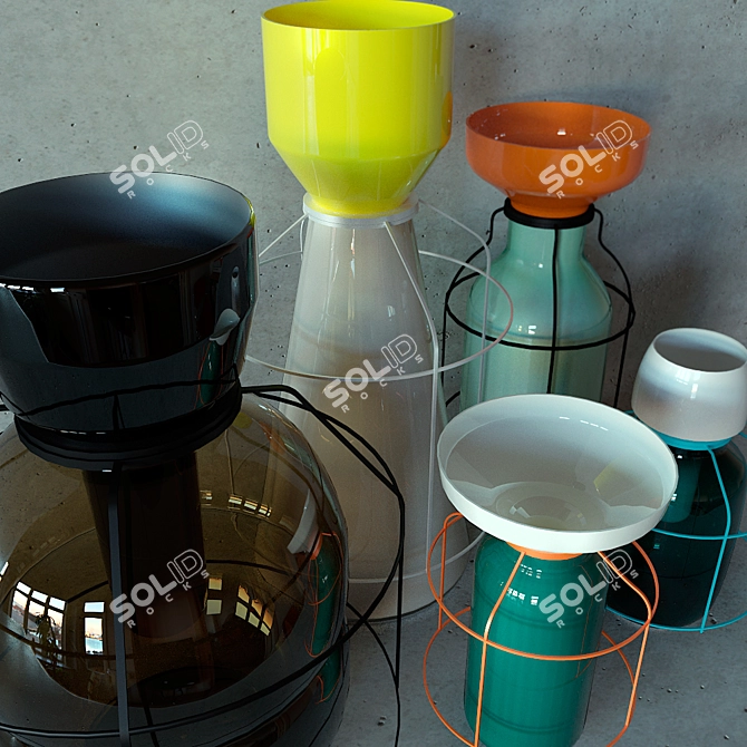 Title: Italian Venini Decorative Vase Set 3D model image 3