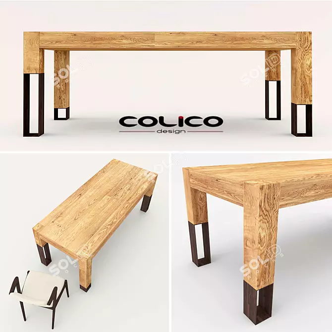 Telescopic Oak Table 3D model image 1