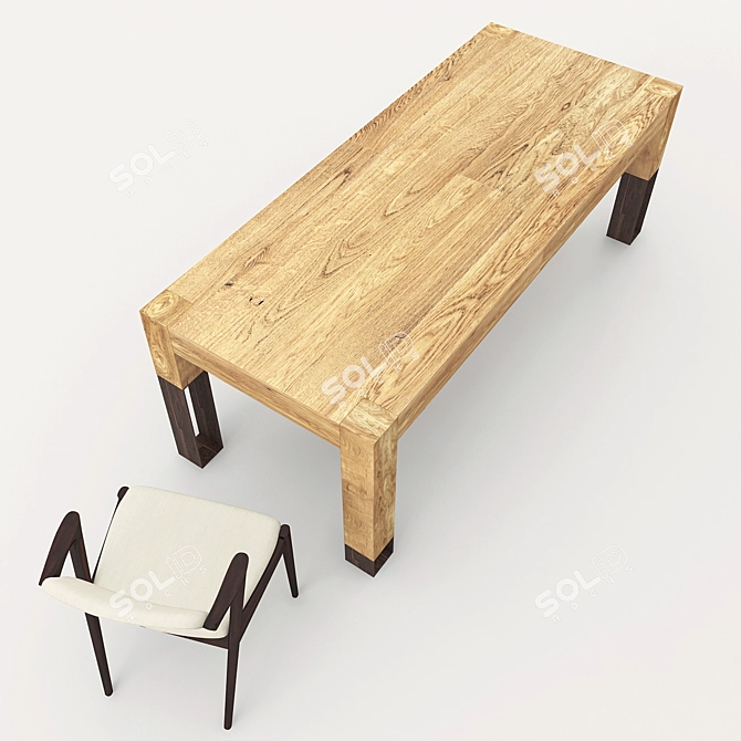 Telescopic Oak Table 3D model image 2