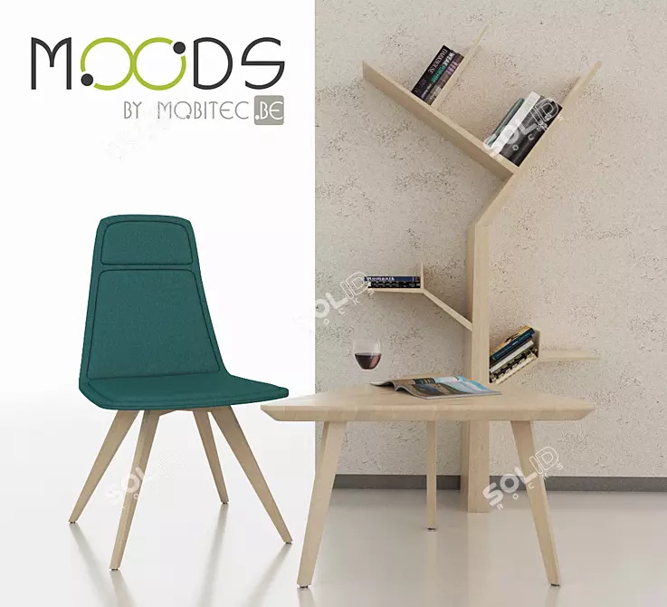 Modern Mobitec Systems SA Mood Collection: Chair, Table, Shelf 3D model image 1