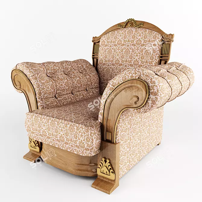 Vintage-inspired Armchair: Elegant and Timeless 3D model image 1