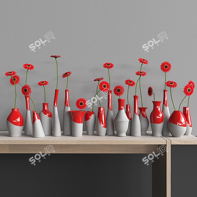 Elegant Gerbera Vase Display 3D model image 1