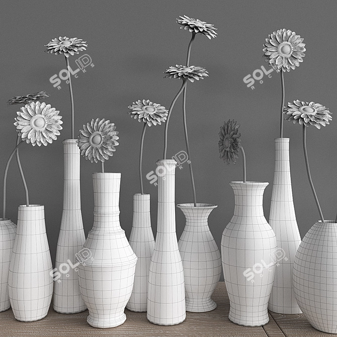 Elegant Gerbera Vase Display 3D model image 2