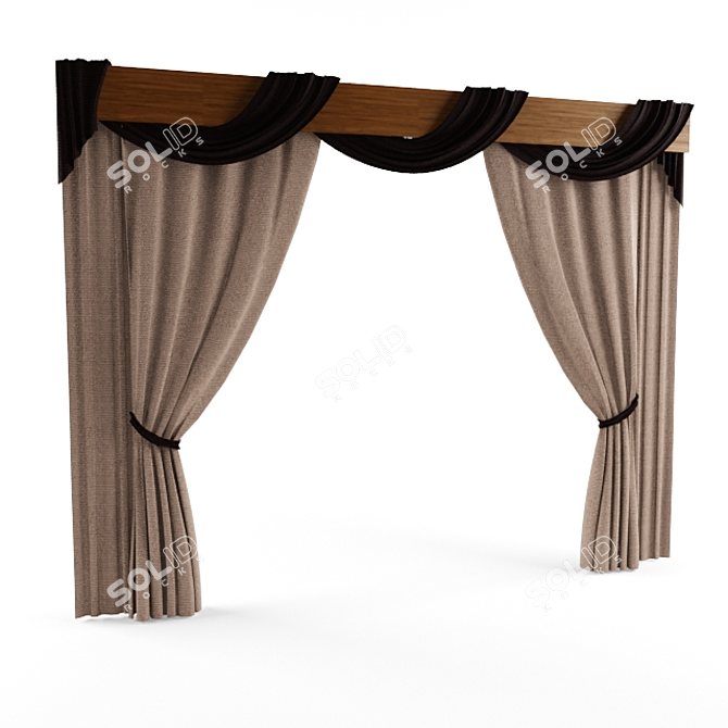 Classic Style Curtains 3D model image 1