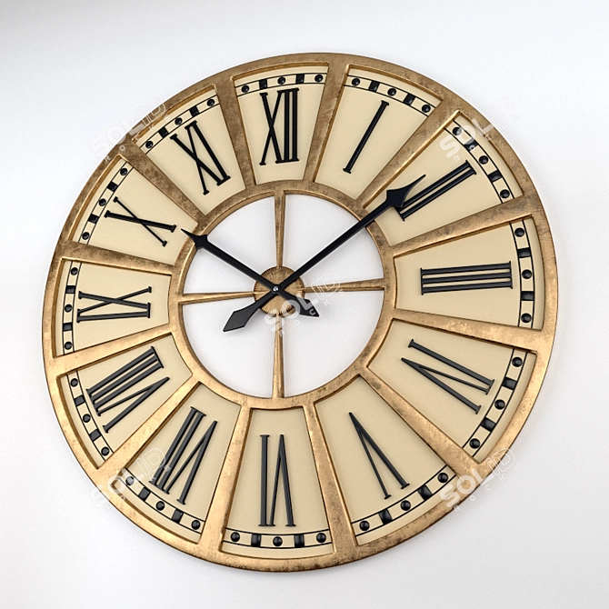 Vintage-Inspired Train Station Clock 3D model image 1