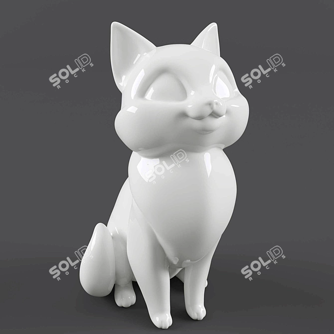 Whiskered Wonder: Cat Statuette 3D model image 1