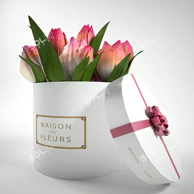 Elegant Tulip Gift Box 3D model image 1