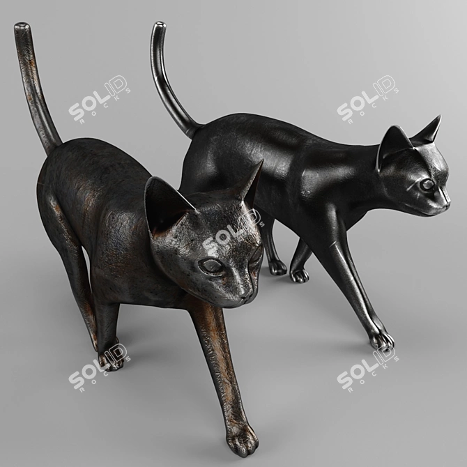 Whimsical Cat Figurine 3D model image 1