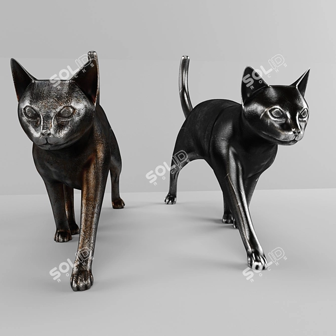 Whimsical Cat Figurine 3D model image 2