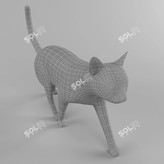 Whimsical Cat Figurine 3D model image 3