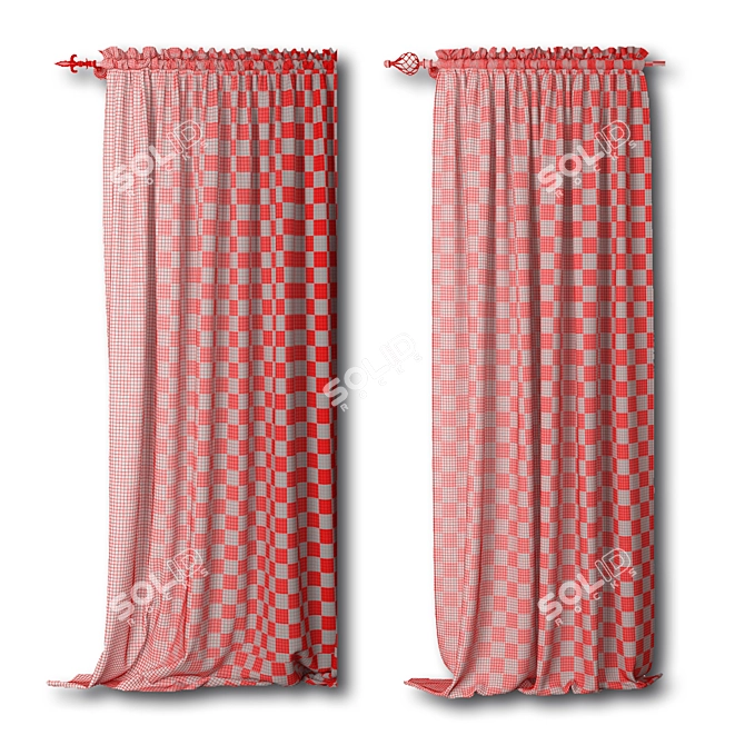 Elegant Tulle Curtain: 2700X2500 3D model image 3