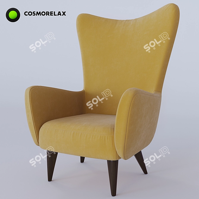 Title: Kato Mustard Fabric Armchair 3D model image 1