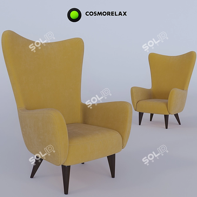 Title: Kato Mustard Fabric Armchair 3D model image 2