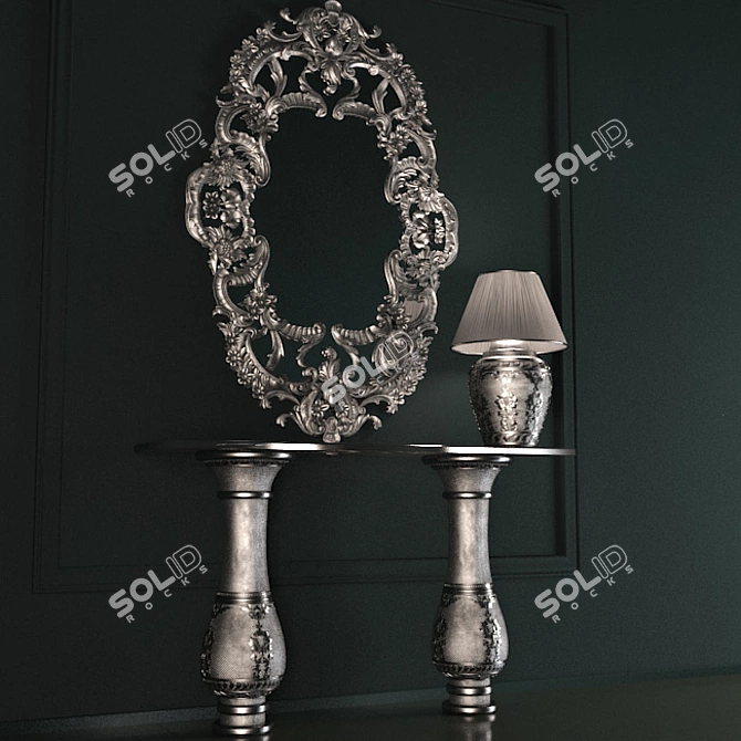 Elegant Classic Table Mirror 3D model image 1