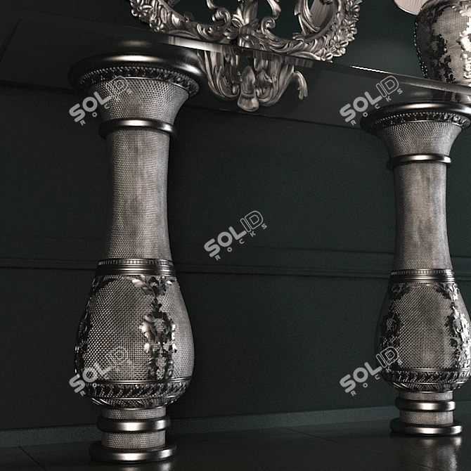 Elegant Classic Table Mirror 3D model image 3