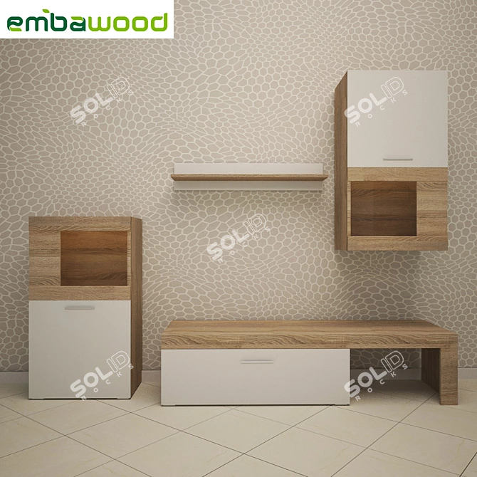 Folk Modern Wall Unit - Embawood 3D model image 1