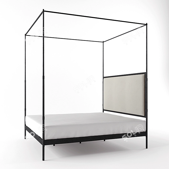 French Inspired Iron Four-Poster Bed | Elegant & Timeless Design 3D model image 2