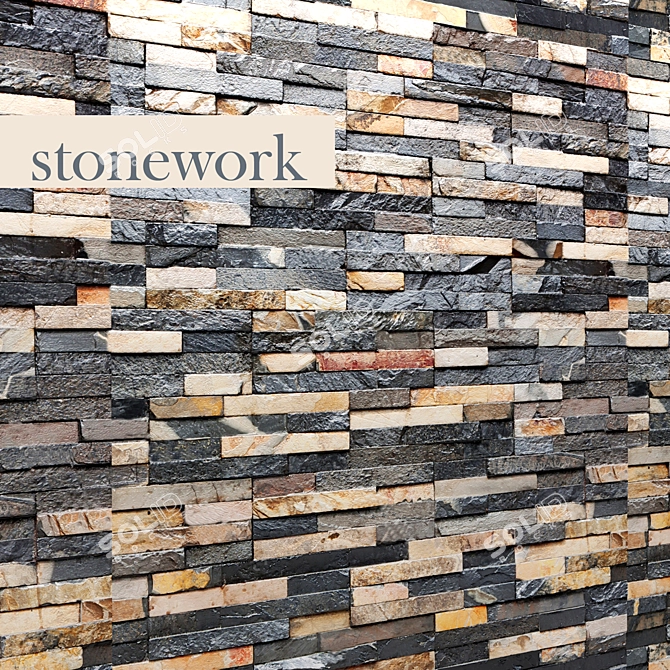 Solid Stone Wall Tile 3D model image 1