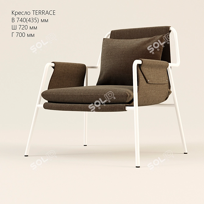 Elegant Terrace Armchair: Dark Brown 3D model image 1