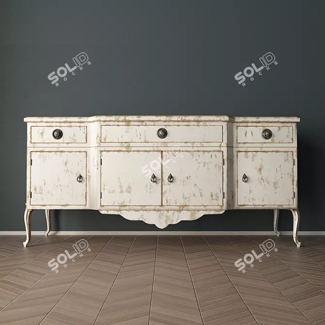 German Antique Cabinet 3D model image 1