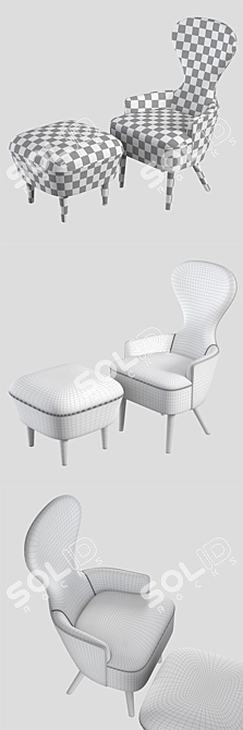 Elegant Wingback Dining Chair 3D model image 3