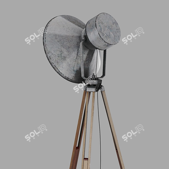 Title: Industrial Loft Tripod Spotlight 3D model image 2