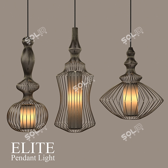 Elegant Wire Pendant Light 3D model image 1