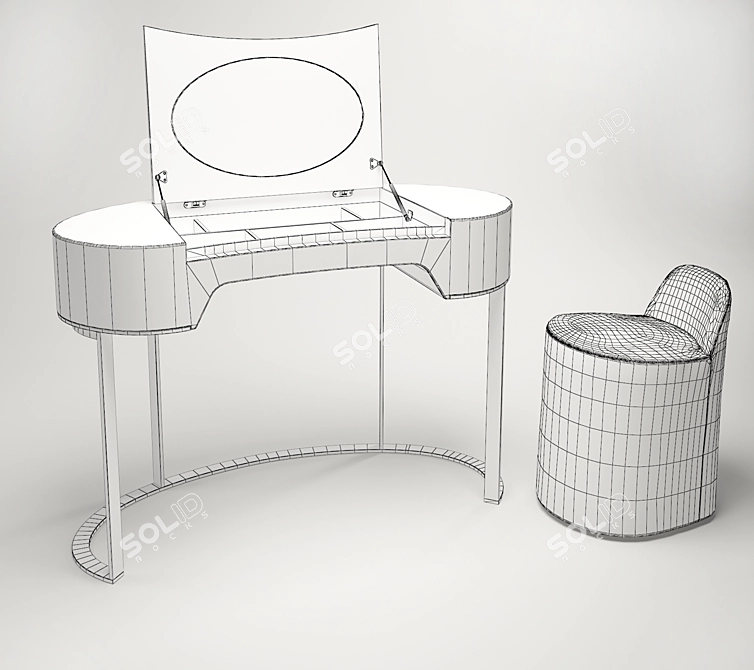 Elegance Defined: Baxter Yves Dressing Table & Nina Pouf 3D model image 3