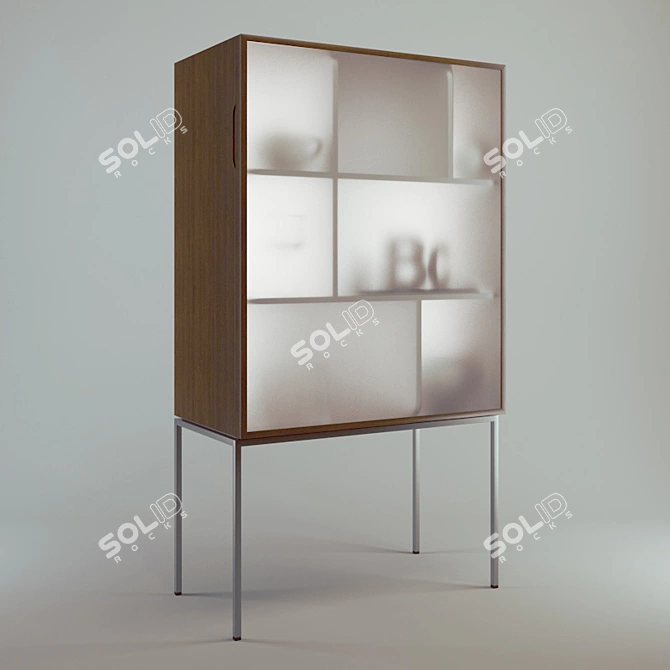 Sleek LED Showcase Cabinet 3D model image 2