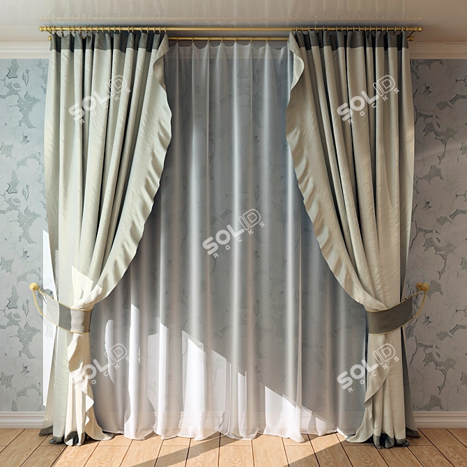 Elegant Classic Curtains 3D model image 1