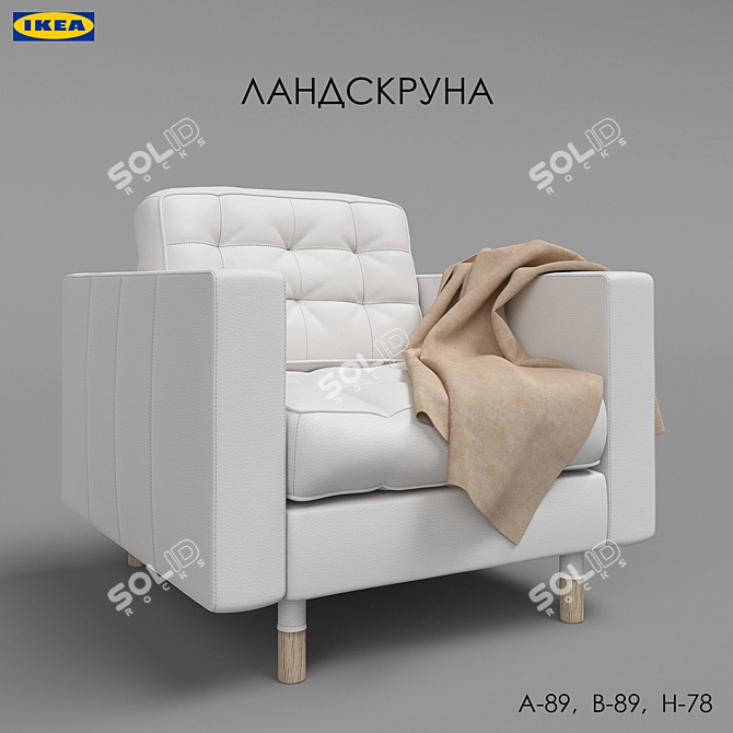 Elegant Landskrona Armchair 3D model image 1