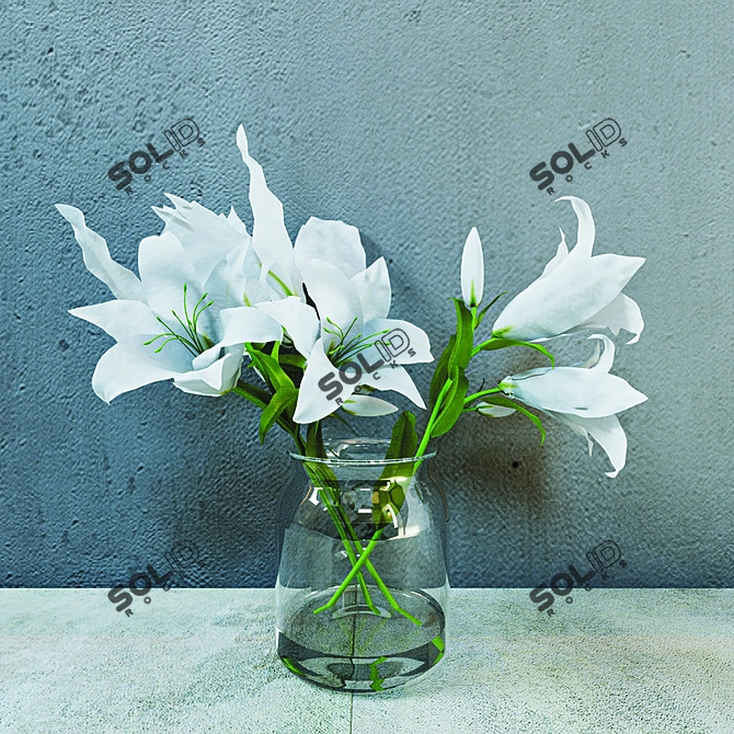 Elegant White Lily Bouquet 3D model image 1