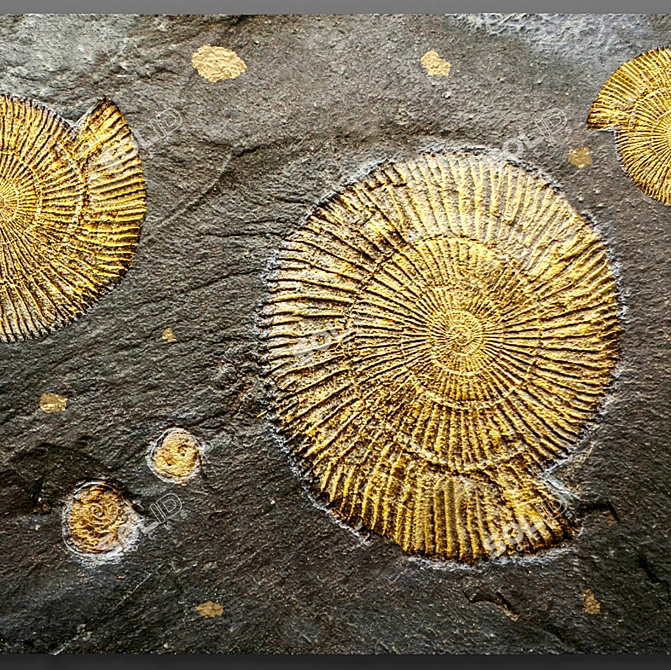Ammonite Stone Panel 3D model image 3