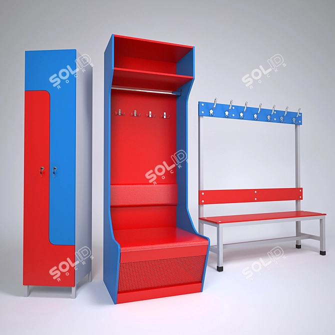 Sports Locker Room Furniture: Versatile and Functional 3D model image 1