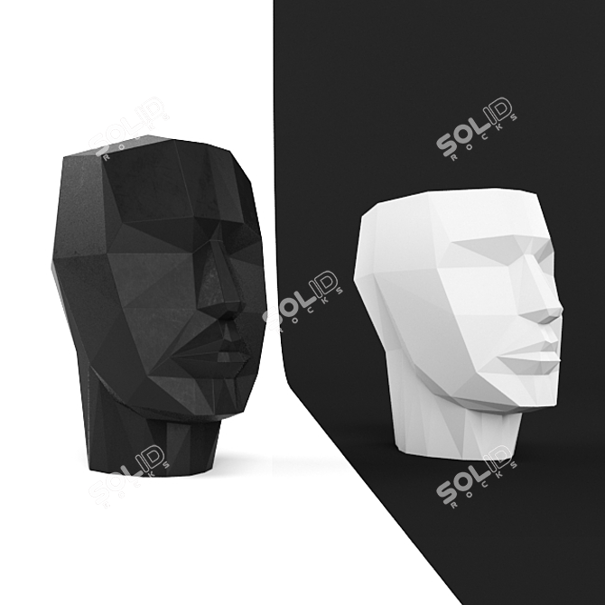 Elegant Low Poly Human Head 3D model image 1