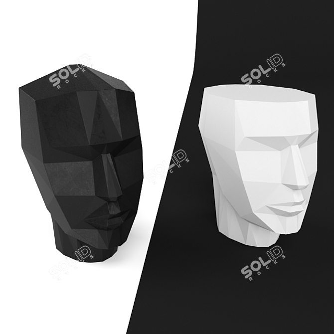 Elegant Low Poly Human Head 3D model image 2