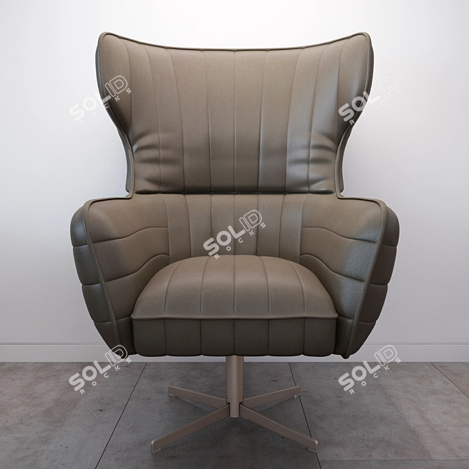 Modern Grey Eco-Leather Accent Chair 3D model image 1