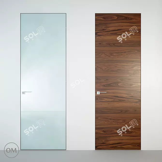 Modern Minimalist Aluminum Doors 3D model image 1