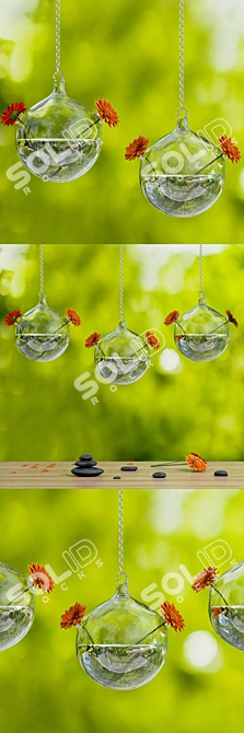 Gerbera Beauty: Hanging Glass Bowl 3D model image 1