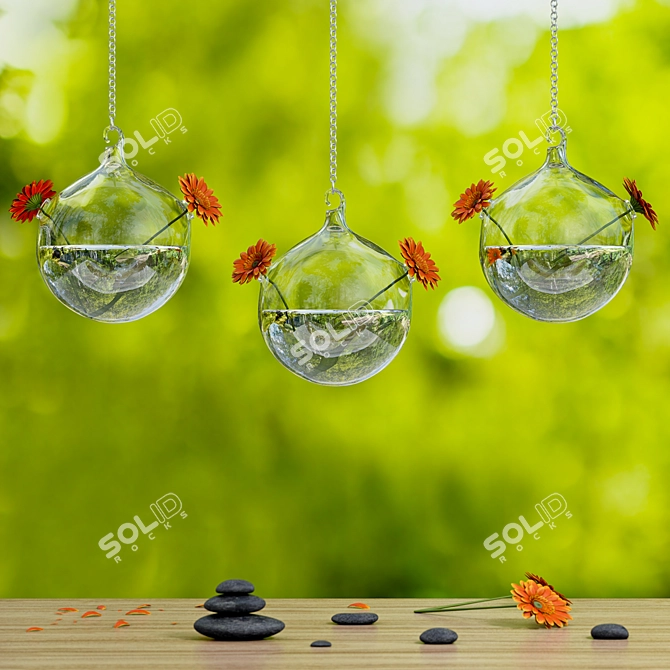 Gerbera Beauty: Hanging Glass Bowl 3D model image 2