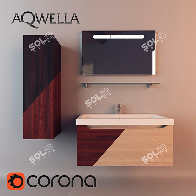 Aqwella Verona Set: Stylish Bathroom Furniture 3D model image 1