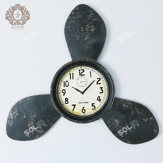 Title: Vintage Propeller Blade Clock 3D model image 1