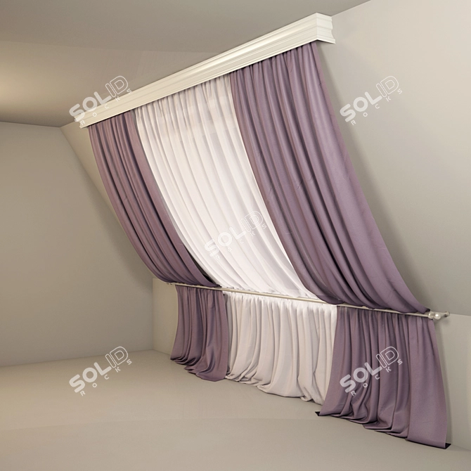 Attic Elegance: Curtain & Blinds 3D model image 1