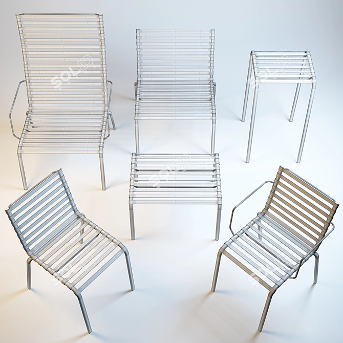 Magis Striped Collection: Versatile and Stylish Stacking Chairs 3D model image 3