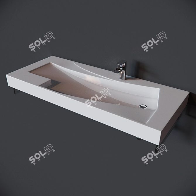 Sleek Modern Bathroom Sink 3D model image 1